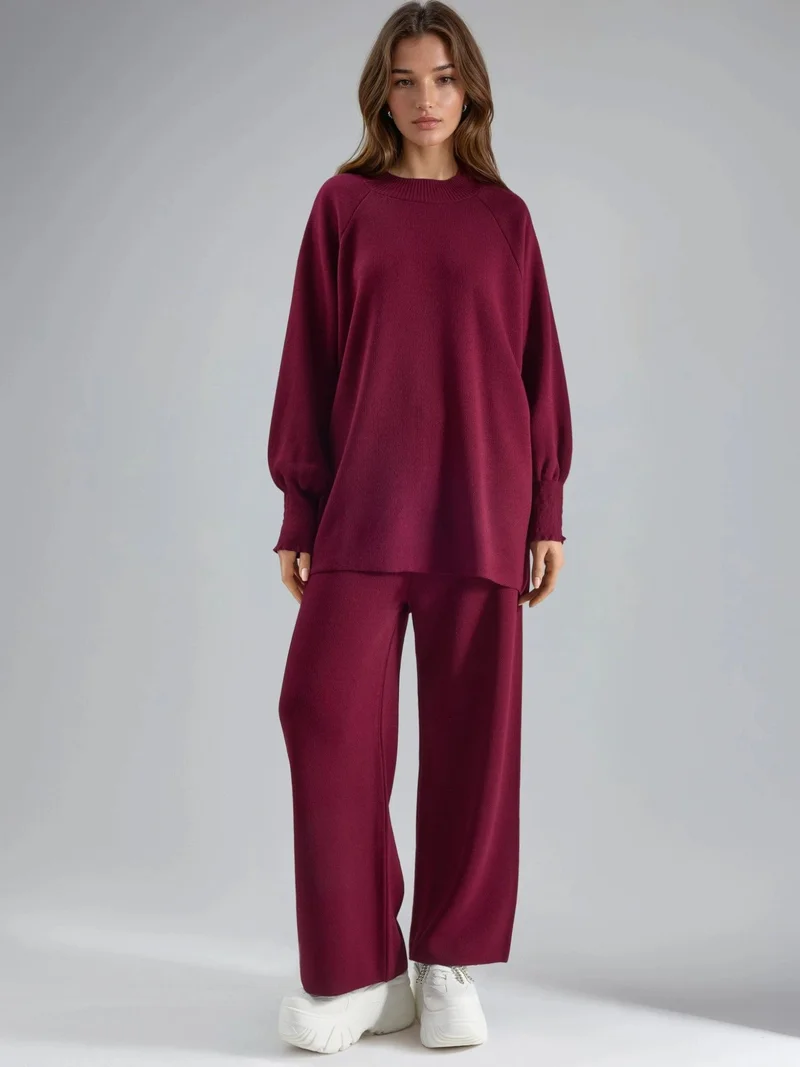 MY FASHION Loose Fit Sweater & Pants Knit Co-ord Set